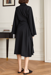 Long Sleeve Wrap Dress with Side Slit - Nasdy